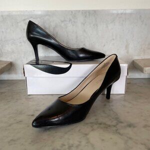 NINE WEST Elise Black 3" Smooth Nappa Leather Pointy Toe Pumps IOB